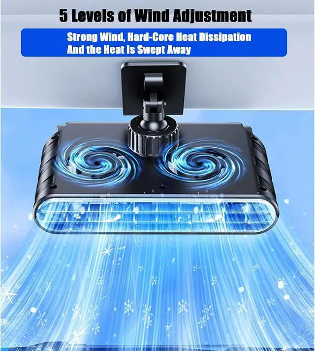 Alt view image 4 of 7 - Car Clip on Fan Sun Visor, Portable Car Fans That Blow Cold Air USB Rechargeable 5 Speeds 360° Rotation Does Not Obstruct the View for Cars Without Ac, For Vehicle, Van, Suv, Rv, Truck (White)