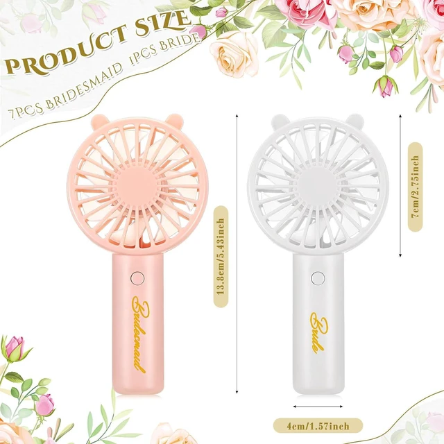 Alt view image 2 of 6 - Glooglitter 8 Pcs Bachelorette Party Handheld Fan Bulk 1 White Bride USB Personal Hand Held and 7 Pink Bridesmaids Small Eyelash Fan for Wedding Bachelorette Party