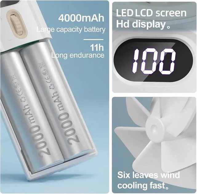Alt view image 6 of 7 - Turbo Portable Handheld Fan, Speed(1-100) Adjustable Mini Portable Fan, 4000mAh Battery Rechargeable Personal Mini Fan, Small Handheld Fan with Digital Display for Travel, for Men, Black