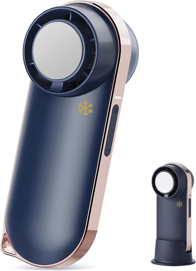 Main image of Personal Cooling Device for Hot Days-Hot Flash. Cools two ways. Instant Cooling when Icy Cold Disc is Applied Directly to Skin or Built-in Turbo Mini Fan for Wind - Small Stylish Rechargeable