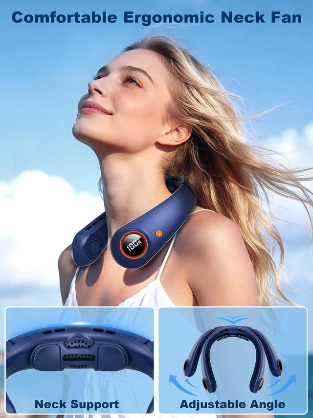 Alt view image 5 of 7 - Portable Neck Fan with Neck Support, All Around Airflow, Rechargeable Wearable Fan for Outdoor and Indoor, Festival Gifts for Men Women