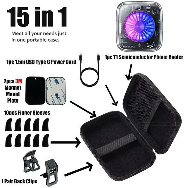 Alt view image 2 of 7 - Phone Cooler Magnetic Cooler, for MagSafe iPhone 12 13 14 15 Series, Cell Phone Cooling Fan Portable Phone Radiator Cooling Fan, Gaming Semiconductor Cooling for Android/Tablet/iPad (Silver Frame)
