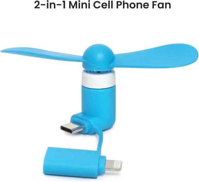Alt view image 3 of 7 - Mini Cell Phone Fan, Fan Compatible for iPhone, iPad, Android Smartphone,Tablet Fit for Type C/Lightning Port (24, Blue, Green)