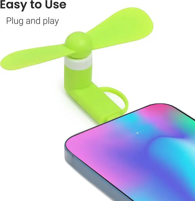 Alt view image 6 of 7 - Mini Cell Phone Fan, Fan Compatible for iPhone, iPad, Android Smartphone,Tablet Fit for Type C/Lightning Port (24, Blue, Green)