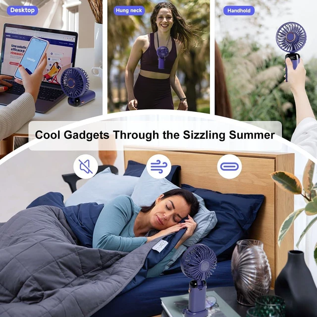 Alt view image 3 of 6 - 5 PCS Portable Handheld Fan, 12 hours Upgrade 3200mAh Mini Fan with Stand, 90° Foldable, 5 Speed Wind, 3 in 1 Personal Small Fans, Makeup Fans for Women (Purple, Green,Pink,Blue,White)