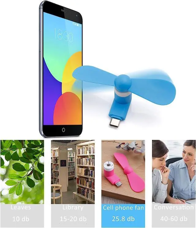 Alt view image 5 of 7 - 6 Pack Type USB C Mini Phone Fan for Samsung Galaxy S24+ S24 S23+ S23 S22 S21 S20 S20+ S10 S9,Note 20 9 8,A54 A35 A25 A24 A23 A15 A14 A12, for OnePlus 11 10 N20 N30 N100