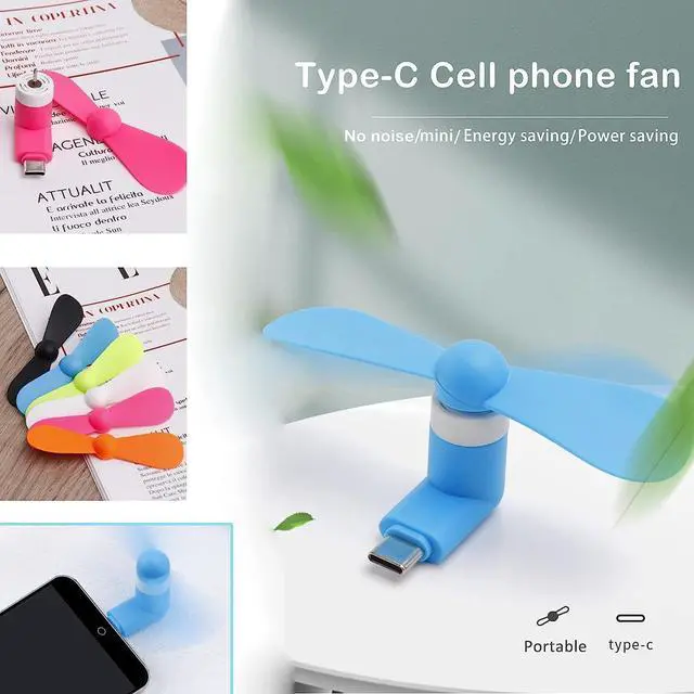 Alt view image 4 of 7 - 6 Pack Type USB C Mini Phone Fan for Samsung Galaxy S24+ S24 S23+ S23 S22 S21 S20 S20+ S10 S9,Note 20 9 8,A54 A35 A25 A24 A23 A15 A14 A12, for OnePlus 11 10 N20 N30 N100