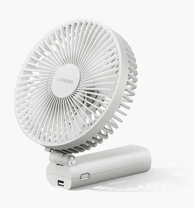 Main image of LUMENA Fan Pro Max - Foldable Handheld Fan with Cradle | with USB Type C Rechargeable 4800mAh Battery, 4-Speed, 5.7" Head, Portable for Desk or Travel (White)