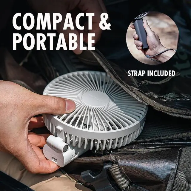 Alt view image 7 of 7 - LUMENA Fan Pro Max - Foldable Handheld Fan with Cradle | with USB Type C Rechargeable 4800mAh Battery, 4-Speed, 5.7" Head, Portable for Desk or Travel (White)