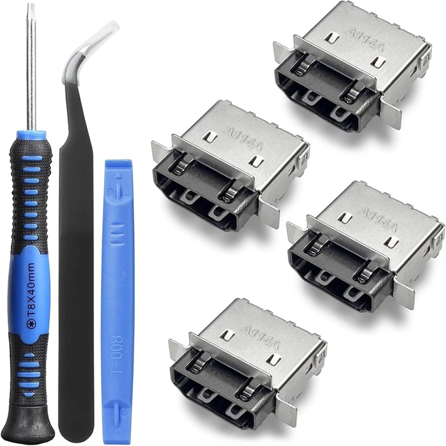Main image of 4 Pack HDMI Port Replacement for Xbox Series S Console, Display Socket Jack Connector Repair for XSS Console, M1097399-Original OEM Quality