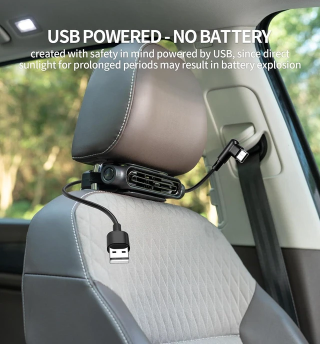Alt view image 5 of 6 - Car Seat Fan for Driver & Backseat - 2026 Upgraded Mini Portable USB Back Cooling Fan Kids Baby Quiet headrest Neck Fan Accessories with 3 Adjustable Wind Speeds for Almost Vehicle Jeep Van RV Truck