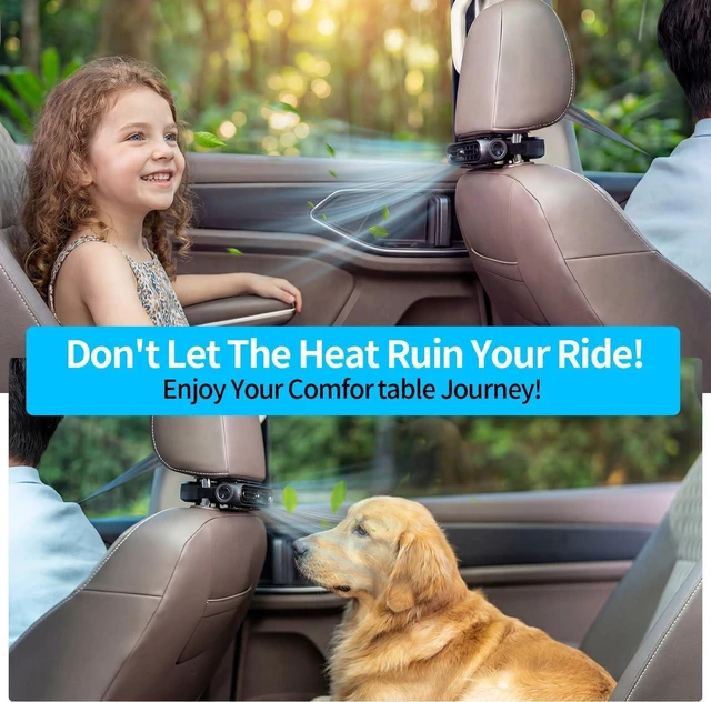 Alt view image 4 of 6 - Car Seat Fan for Driver & Backseat - 2026 Upgraded Mini Portable USB Back Cooling Fan Kids Baby Quiet headrest Neck Fan Accessories with 3 Adjustable Wind Speeds for Almost Vehicle Jeep Van RV Truck