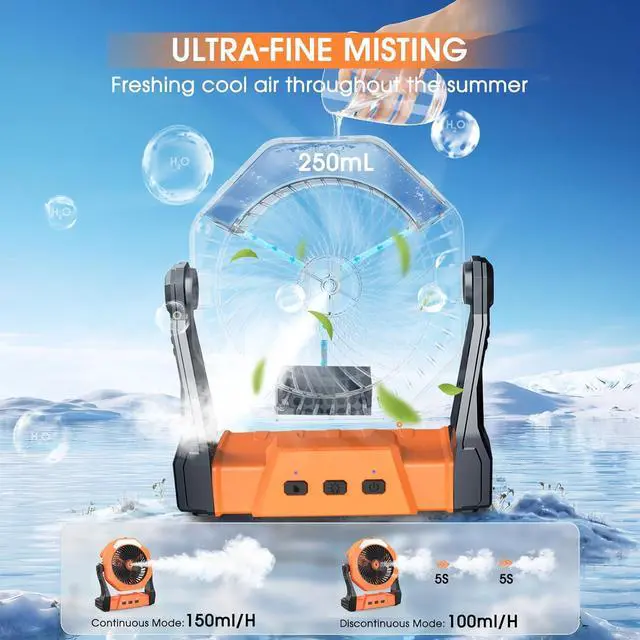 Alt view image 2 of 7 - Ausic HH-V4 Portable Fan, Outdoor Fans for Patios with Water Mist