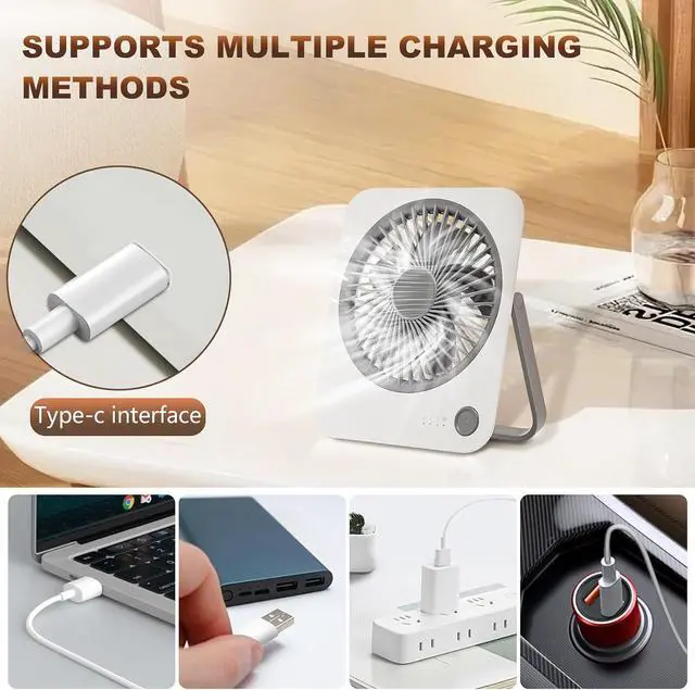 Alt view image 5 of 7 - Rechargeable Travel Fan - Ultra Slim & Quiet Personal Fan for Cruise 4 Speeds 180° Folding, Compact Cooling for Office Bedroom, Camping Travel Essentials (White)