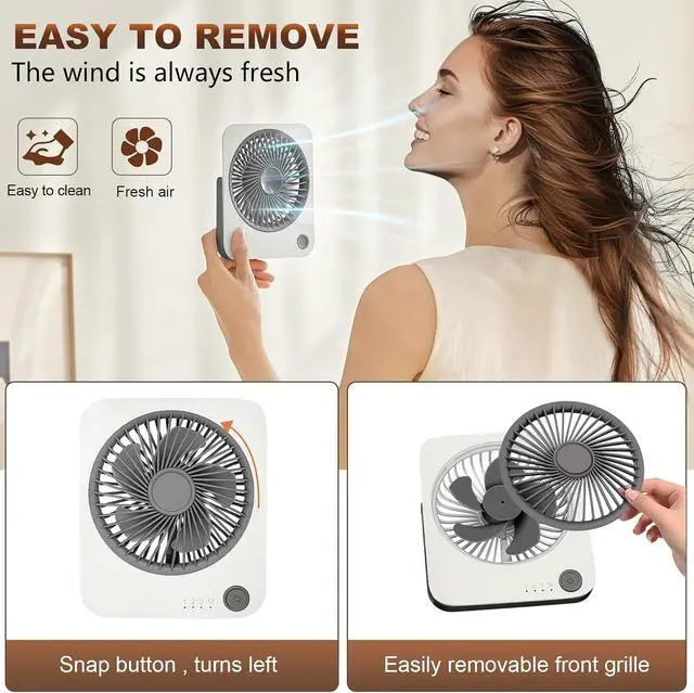 Alt view image 6 of 7 - Rechargeable Travel Fan - Ultra Slim & Quiet Personal Fan for Cruise 4 Speeds 180° Folding, Compact Cooling for Office Bedroom, Camping Travel Essentials (White)