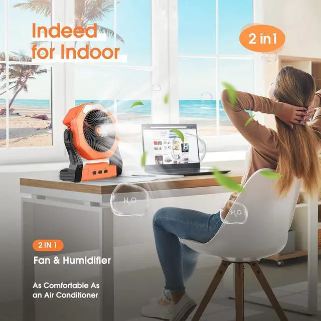 Alt view image 5 of 7 - Ausic HH-V4 Portable Fan, Outdoor Fans for Patios with Water Mist