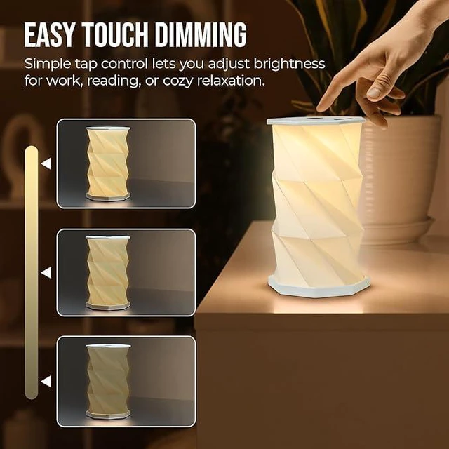 Alt view image 3 of 7 - Mini Foldable LED Desk Lamp USB Rechargeable & Portable - Dimmable Touch Control Light with Adjustable Height up to 5 1/2 for Office, Travel, Bedside - Sleek & Modern (Sky)
