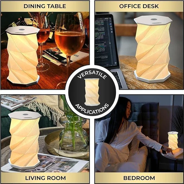 Alt view image 6 of 7 - Mini Foldable LED Desk Lamp USB Rechargeable & Portable - Dimmable Touch Control Light with Adjustable Height up to 5 1/2 for Office, Travel, Bedside - Sleek & Modern (Sky)