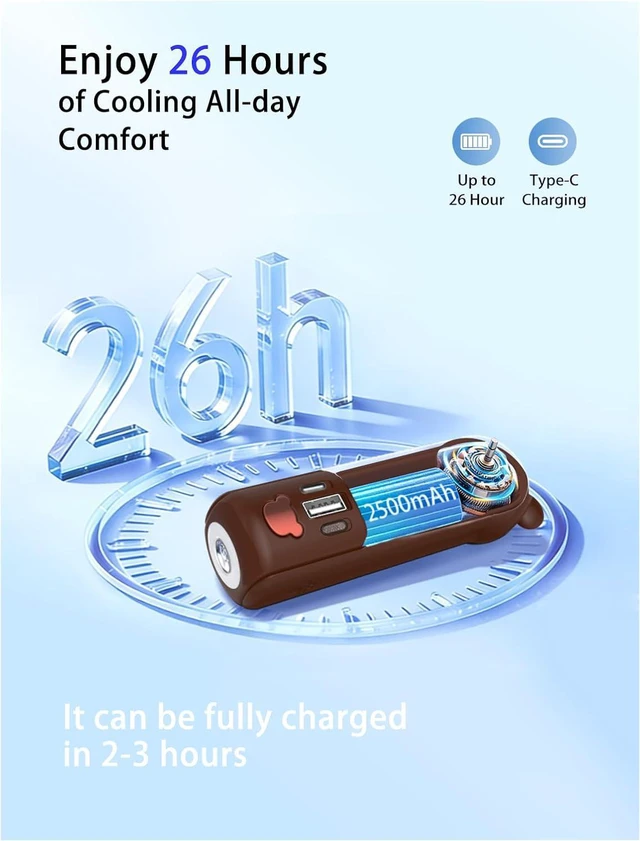 Alt view image 5 of 7 - Portable Handheld Fan, 3 in 1 Mini Personal Fan, 3 Speeds 26 hours working time USB Rechargeable Small Pocket Fan with Power Bank, Flashlight, Gifts for Women Men Kids Outdoor(brown)