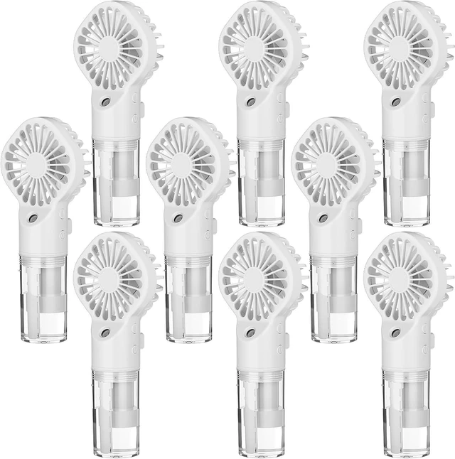 Main image of 9 Pack Misting Fans Portable Rechargeable Handheld Spray Fans with 25ml Water Tank 4-speed Personal Cooling Fan, USB-c Mini Handheld Fan for Travel Outdoor Sport Office Home Summer Gifts