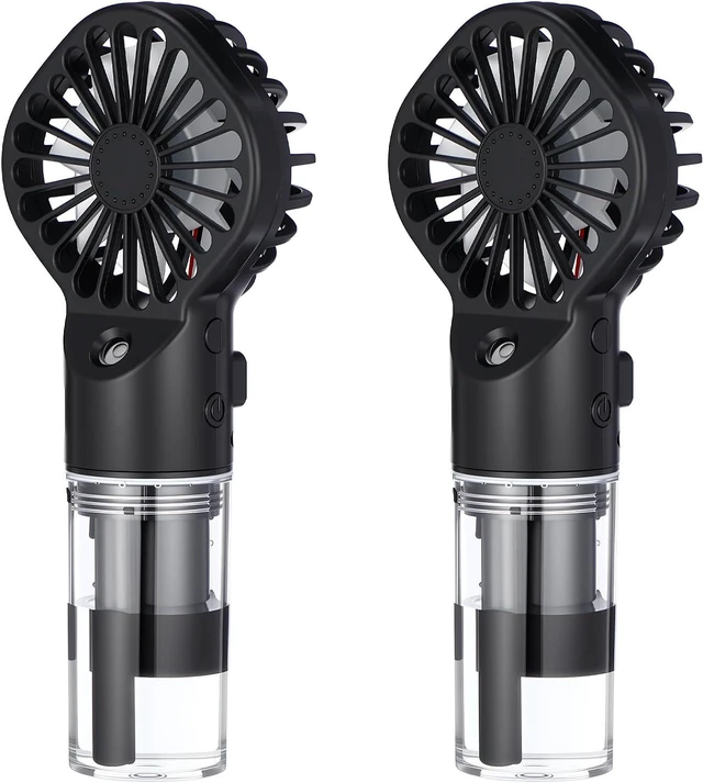 Main image of 2 Pack Portable Misting Fans Rechargeable Handheld Spray Fans with 30ml Water Tank 4-speed Personal Cooling Fan, USB-c Mini Hand Fan for Travel Outdoor Sports Camping Office Home