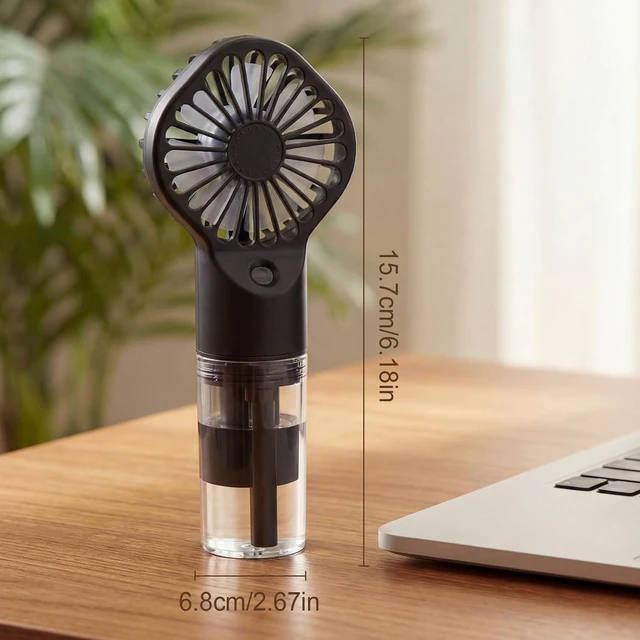 Alt view image 2 of 7 - 2 Pack Portable Misting Fans Rechargeable Handheld Spray Fans with 30ml Water Tank 4-speed Personal Cooling Fan, USB-c Mini Hand Fan for Travel Outdoor Sports Camping Office Home