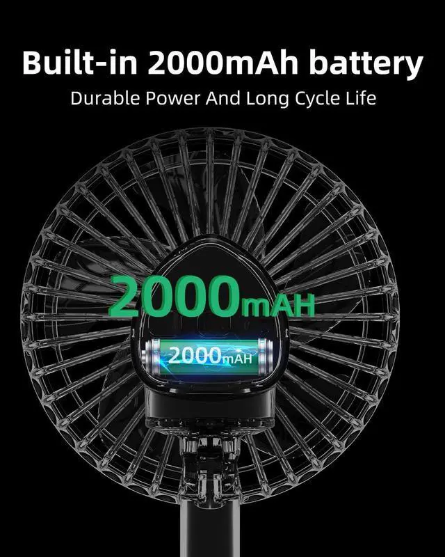 Alt view image 2 of 7 - USB Car Fan Oscillating Rechargeable Fan with Colorful Light Battery Powered, 360° Rotatable Portable Clip Visor Fans That Blow Cold Air, Small Cooler Mini Silent, for Vehicle Van Truck Suv Rv