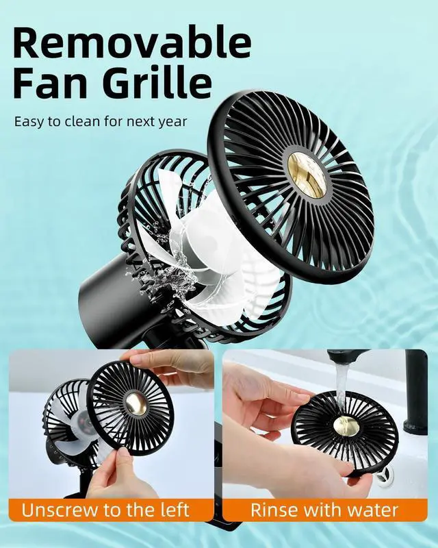 Alt view image 7 of 7 - USB Car Fan Oscillating Rechargeable Fan with Colorful Light Battery Powered, 360° Rotatable Portable Clip Visor Fans That Blow Cold Air, Small Cooler Mini Silent, for Vehicle Van Truck Suv Rv