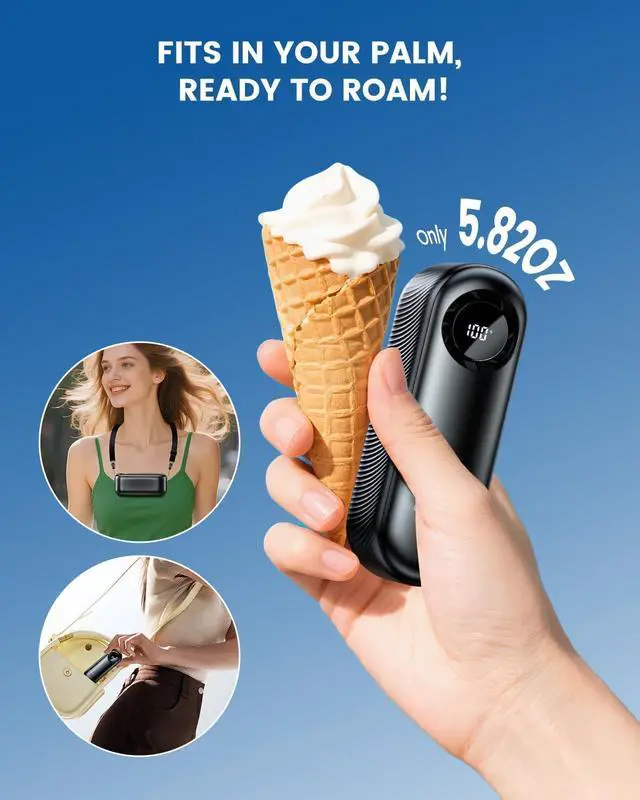 Alt view image 3 of 7 - coldSky Portable Handheld Turbo Fan, 4000mAh Rechargeable Personal Mini Fan, 1-100 Adjustable Speeds, High Speed Small Pocket Fan for Women Travel Camping Office Outdoor (Black)