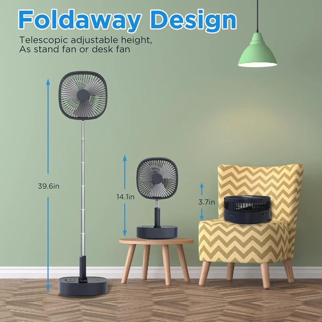 Alt view image 4 of 6 - Magesh Foldaway Standing Fan Foldable Desk Fan, Black