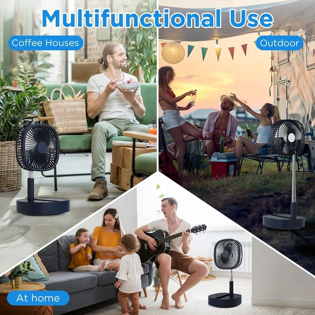 Alt view image 6 of 6 - Magesh Foldaway Standing Fan Foldable Desk Fan, Black
