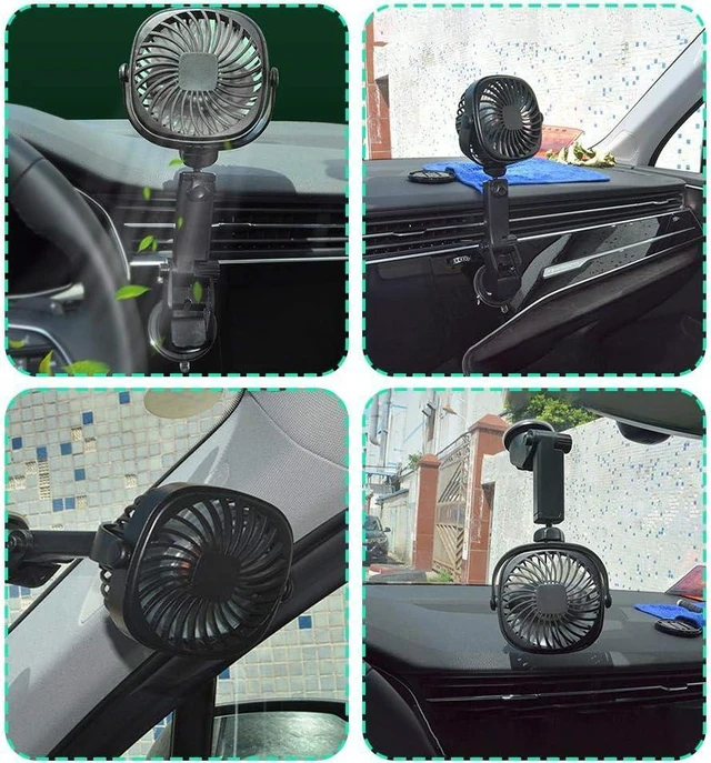 Alt view image 2 of 7 - Freshwater USB Car Fan with Suction Cup, Rechargeable Wall Fan, Portable Electric Fan, 360 Degree Rotation, Black, Super Suction