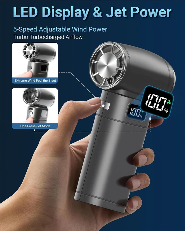 Alt view image 3 of 7 - 120KRPM Rechargeable Cordless Compressed Air Duster, Portable Electric Air Blower with 6 Adjustable Speeds & Turbo Fan, for Electronics PC Keyboard Car Outdoor Dust Cleaning & Snow Blowing
