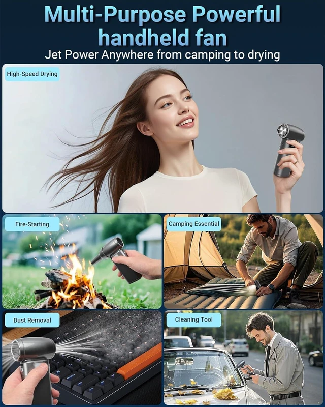 Alt view image 4 of 7 - 120KRPM Rechargeable Cordless Compressed Air Duster, Portable Electric Air Blower with 6 Adjustable Speeds & Turbo Fan, for Electronics PC Keyboard Car Outdoor Dust Cleaning & Snow Blowing