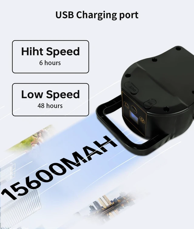Alt view image 2 of 7 - Rechargeable Floor Fan,16 Inch Battery Operated Fan Cordless High Velocity Fan with Metal Blade Run Up to 48 Hours,360 Degree Tilt ,12 Speed,15600 mAh Battery Powered Fan for Garage,Camping, Travel