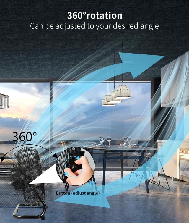 Alt view image 3 of 7 - Rechargeable Floor Fan,16 Inch Battery Operated Fan Cordless High Velocity Fan with Metal Blade Run Up to 48 Hours,360 Degree Tilt ,12 Speed,15600 mAh Battery Powered Fan for Garage,Camping, Travel