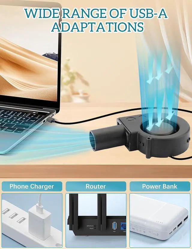 Alt view image 5 of 7 - USB Blower Fan 97mm x 33mm 5V Cooling DC Brushless Centrifugal Fan with Tube 3 Speed for Electronics Computer 3D Printer Receiver Cabinet