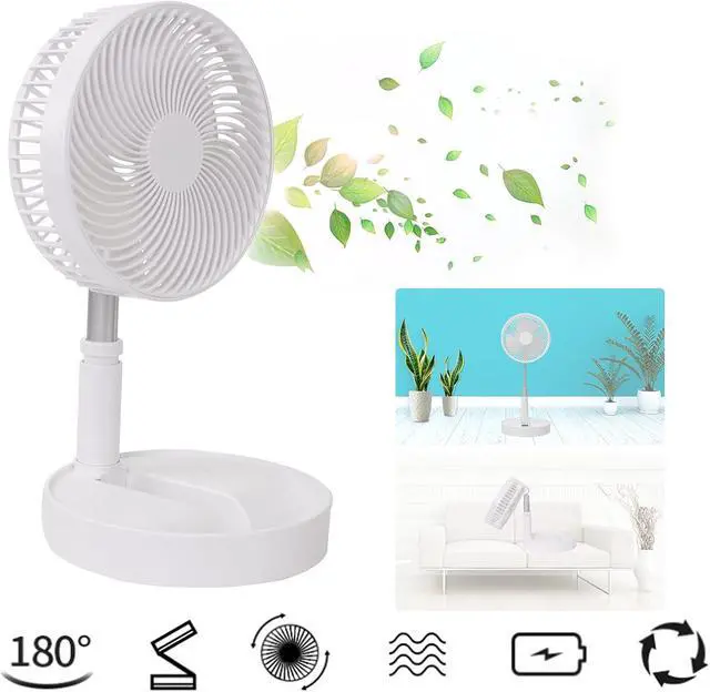 Alt view image 5 of 7 - Portable Desk Fan,Foldable Fan Pedestal Stand Floor Fan Adjustable Height from 14.2 inch to 39inch, 4 Speeds & Time Settings,7200mAh Rechargeable Battery Telescopic Oscillate USB Charging (WHITE)