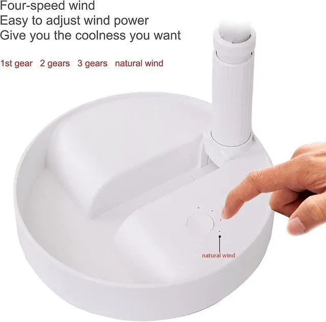 Alt view image 6 of 7 - Portable Desk Fan,Foldable Fan Pedestal Stand Floor Fan Adjustable Height from 14.2 inch to 39inch, 4 Speeds & Time Settings,7200mAh Rechargeable Battery Telescopic Oscillate USB Charging (WHITE)