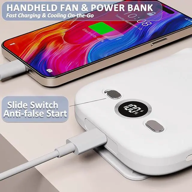 Alt view image 4 of 7 - Portable Handheld Fan, Ultra High RPM Clip-on Turbo Fan Rechargeable Personal Fans with LED Display 100 Speeds Wind Adjustable Angle, Multifunctional Mini Fans for Waist Table Neck (Sapphire Blue)