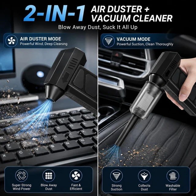 Alt view image 4 of 7 - Electric Air Duster Compressed Air Duster, 130000 RPM Cordless Blower