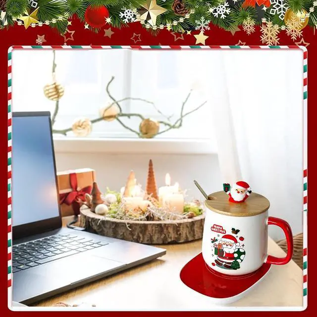 Alt view image 4 of 7 - Christmas Coffee Warmer with Mug Set, Coffee Cup Warmer Coffee Mug Warmer with Auto Shut Off for Desk Home Office, Coffee Gifts Xmas Gifts for Coffee Lovers Mom Her Wife Girlfriend Daughter