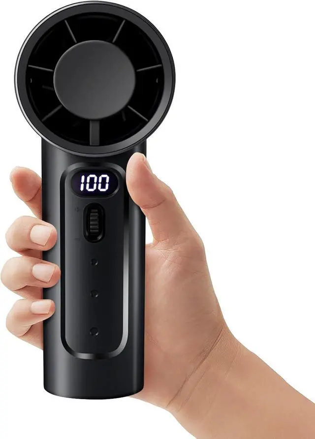 Alt view image 3 of 7 - Turbo Portable Handheld Fan, Speed(1-100) Adjustable Mini Portable Fan, 4000mAh Battery Rechargeable Personal Mini Fan, Small Handheld Fan with Digital Display for Travel, for Men, Black