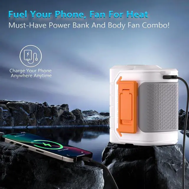 Alt view image 5 of 7 - Portable Waist & Neck Fan, Wearable Personal Fan with Icy Cooling Chip and Adjustable Airflow, Rechargeable Belt Clip Hands-Free Fan for Outdoor, Hiking, Construction, Farm Work Long Battery Life