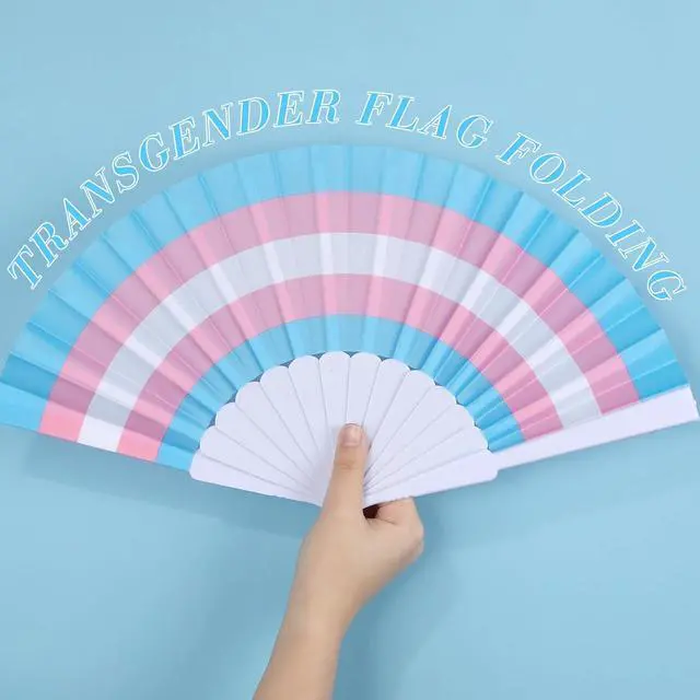 Alt view image 6 of 6 - Kigley 48 Pcs Rainbow Folding Fans Colorful LGBT Pride Month Hand Held Fan Gay Lesbian LGBTQ Parade Accessories for Rainbow Wedding Pride Party Decoration(White Fan Bone)