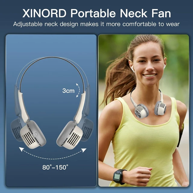 Alt view image 4 of 7 - Portable Neck Fan,Hands Free Bladeless Fan,USB Rechargeable Wearable Cooling Personal Fan, 360° Cooling 5 Speeds Adjustable Strong Wind for Men Women for Outdoor & Indoor
