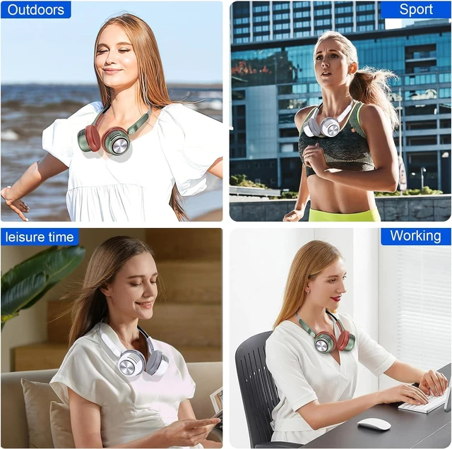 Alt view image 7 of 7 - Portable Neck Fan,Hands Free Bladeless Fan,USB Rechargeable Wearable Cooling Personal Fan, 360° Cooling 5 Speeds Adjustable Strong Wind for Men Women for Outdoor & Indoor