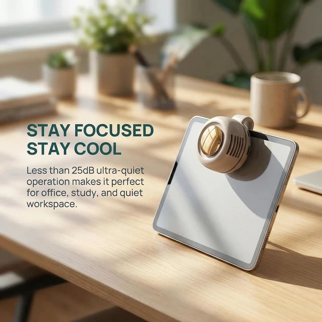 Alt view image 4 of 7 - 2026 New Portable Silent Mini Bladeless Electric Fan, Portable Small Clip On Fan, Rechargeable Adjustable 3-Speed Suspended Whirlwind Fans for Outdoor & Travel & Office, Travel Accessories
