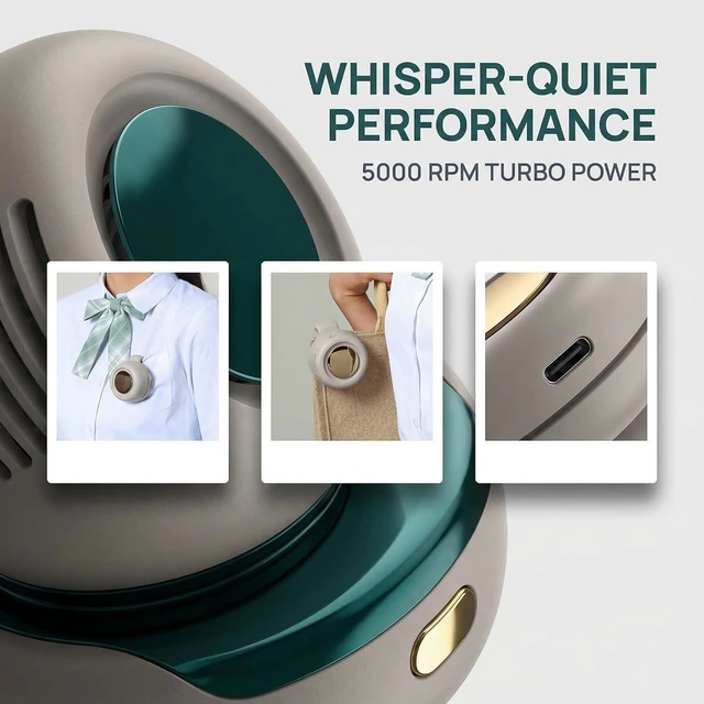 Alt view image 3 of 7 - 2026 New Portable Silent Mini Bladeless Electric Fan, Portable Small Clip On Fan, Rechargeable Adjustable 3-Speed Suspended Whirlwind Fans for Outdoor & Travel & Office, Travel Accessories