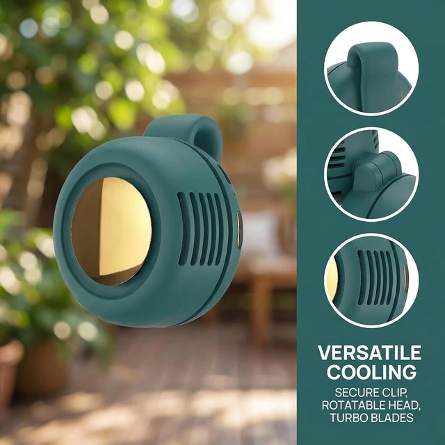 Alt view image 5 of 7 - 2026 New Portable Silent Mini Bladeless Electric Fan, Portable Small Clip On Fan, Rechargeable Adjustable 3-Speed Suspended Whirlwind Fans for Outdoor & Travel & Office, Travel Accessories